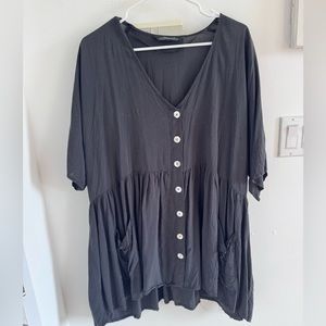 Zara black button down tunic with pockets